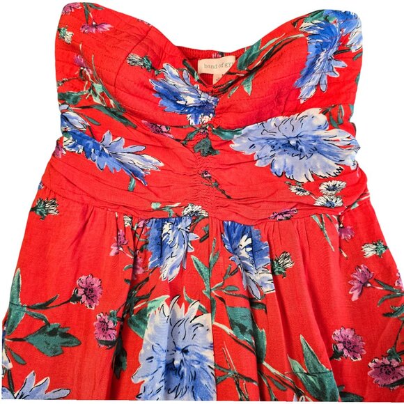 Band of Gypsies Strapless Red Floral Jumpsuit Size: S Excellent Used‎ Condition - Picture 2 of 8